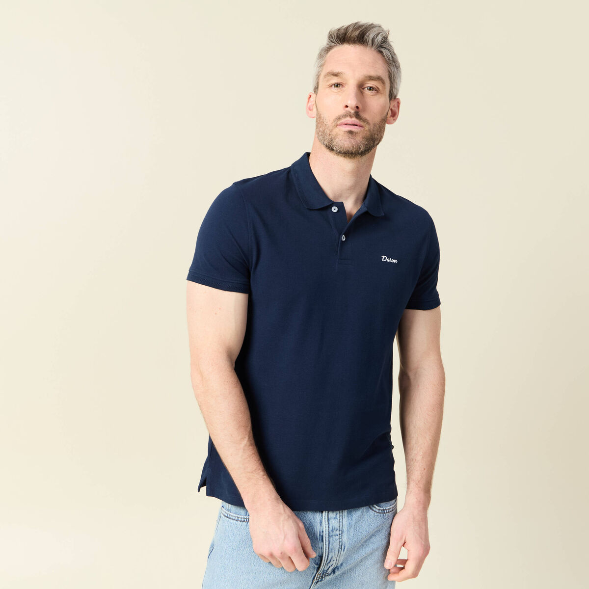 Polo manches courtes bleu marine homme