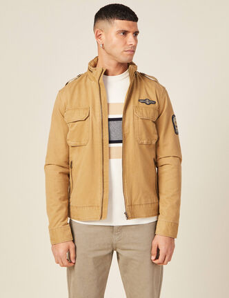 Blouson droit à col montant camel homme