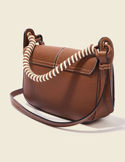 Sac besace avec anse corde marron femme