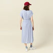 Robe longue évasée ceinturée ecru femme
