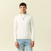 Pull fin col camionneur manches longues ecru homme