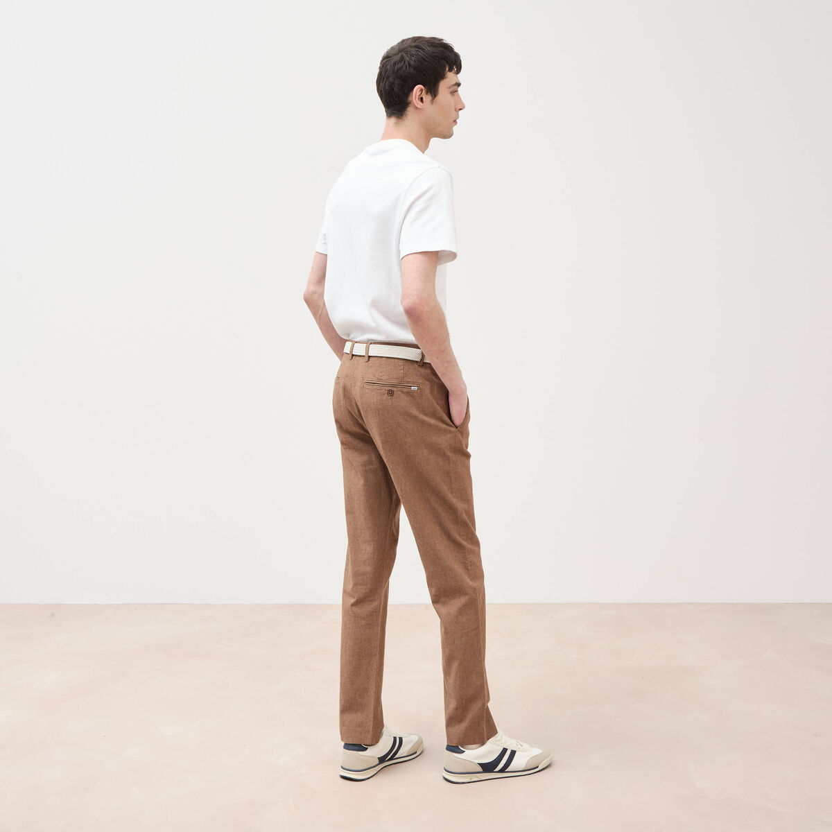 Chino coupe droite longueur 32 marron homme