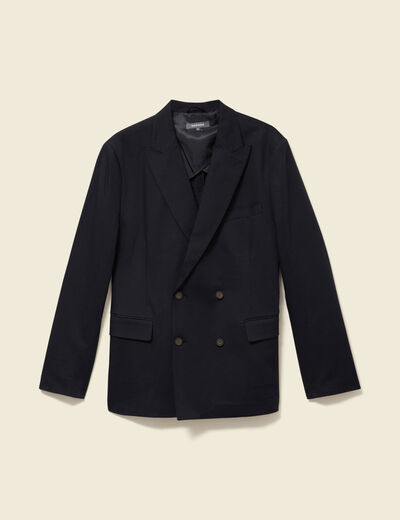 Blazer cintr&eacute; manches longues doubl&eacute; noir homme