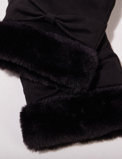 Gants avec noeuds noir femme