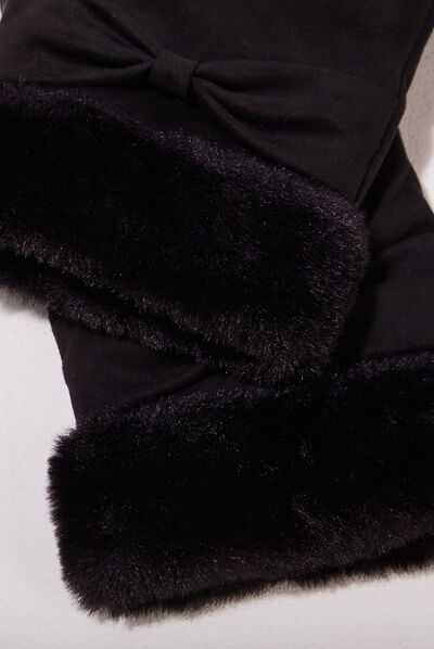 Gants avec noeuds noir femme