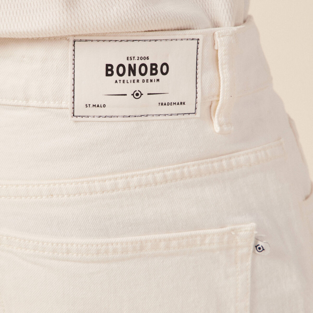 Jeans straight 5 poches denim blanc homme
