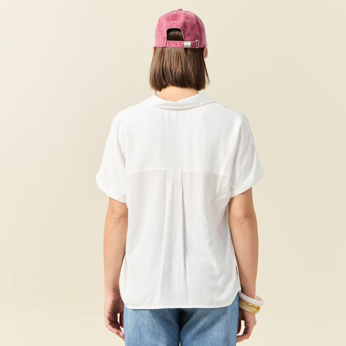 Chemise manches courtes ecru femme