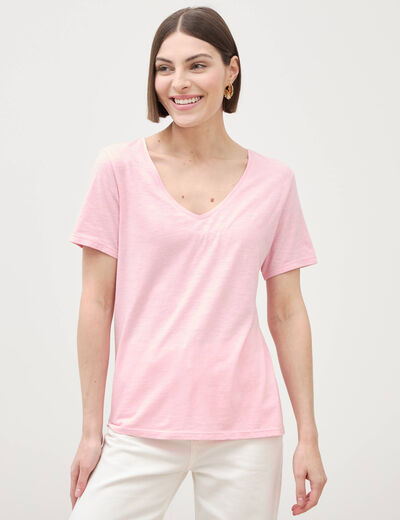 T-shirt manches courtes rose clair femme