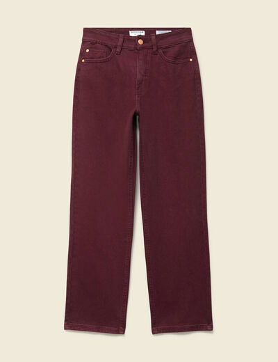 Jeans droit 7/8&egrave;me taille standard bordeaux femme