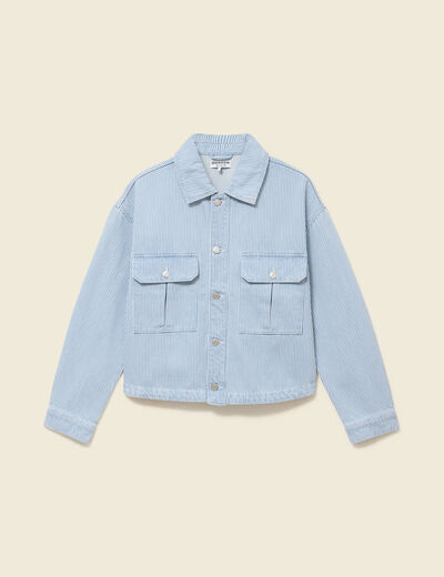 Veste en coton manches longues denim bleach femme