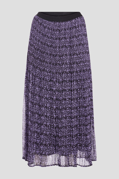 Jupe longue évasée fluide mauve femme