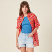 Chemise en coton manches courtes orange femme