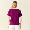 T-shirt manches courtes brodé violet femme