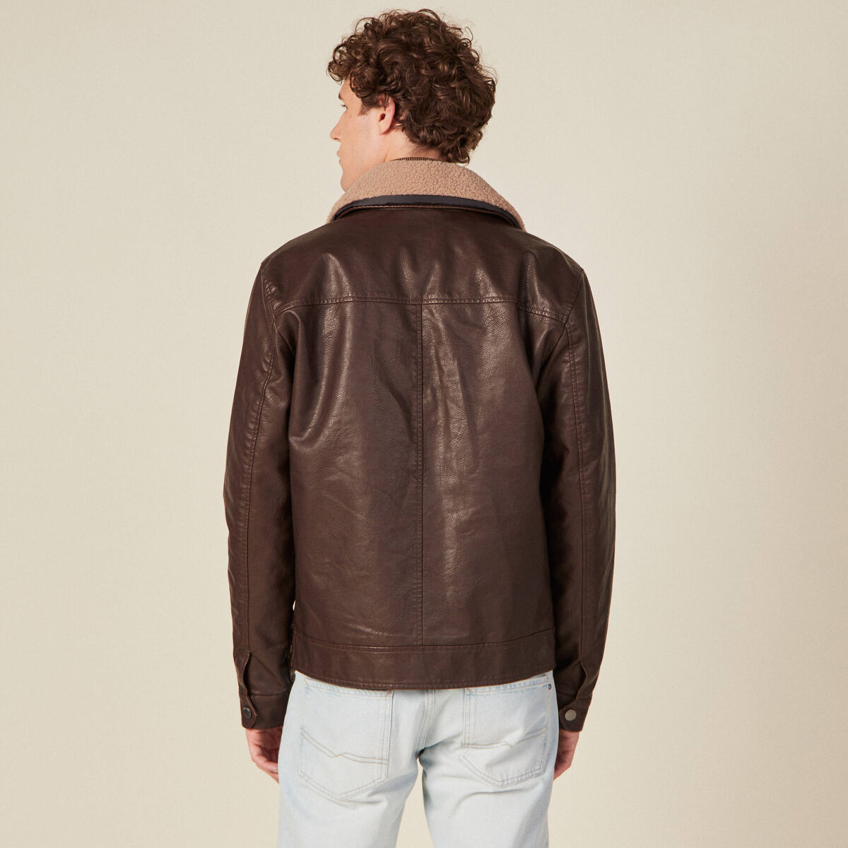 Blouson droit col aviateur marron homme