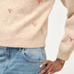 Pull droit col rond manches longues creme femme