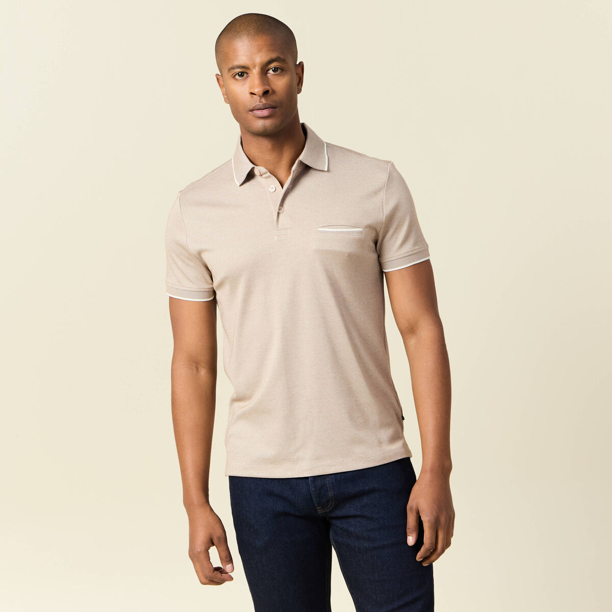 Polo manches courtes taupe homme