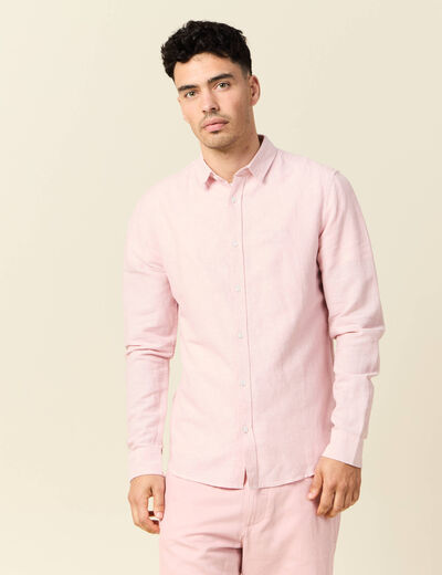 Chemise manches longues rose pastel homme