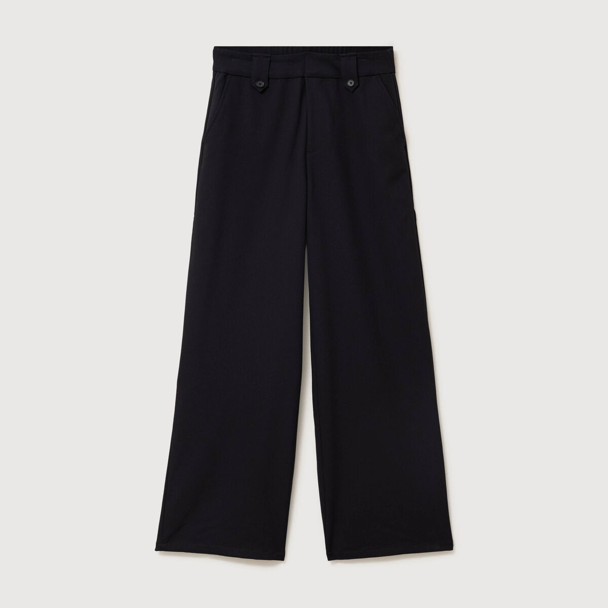 Pantalon large taille haute fluide noir femme