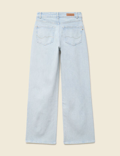 Jeans large taille haute denim snow bleu femme