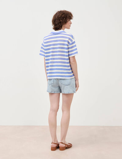 T-shirt manches courtes bleu ciel femme
