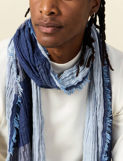 Foulard froissé bleu marine homme