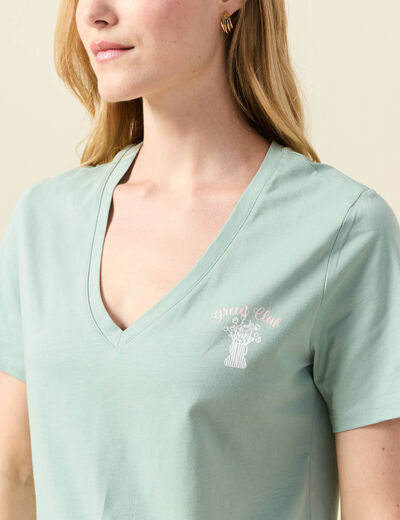 T-shirt manches courtes vert pastel femme