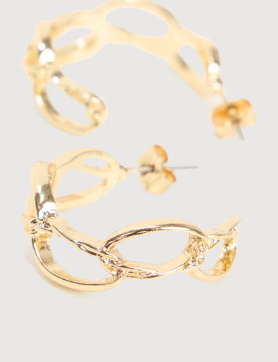 Boucles d'oreilles avec cha&icirc;ne couleur or femme