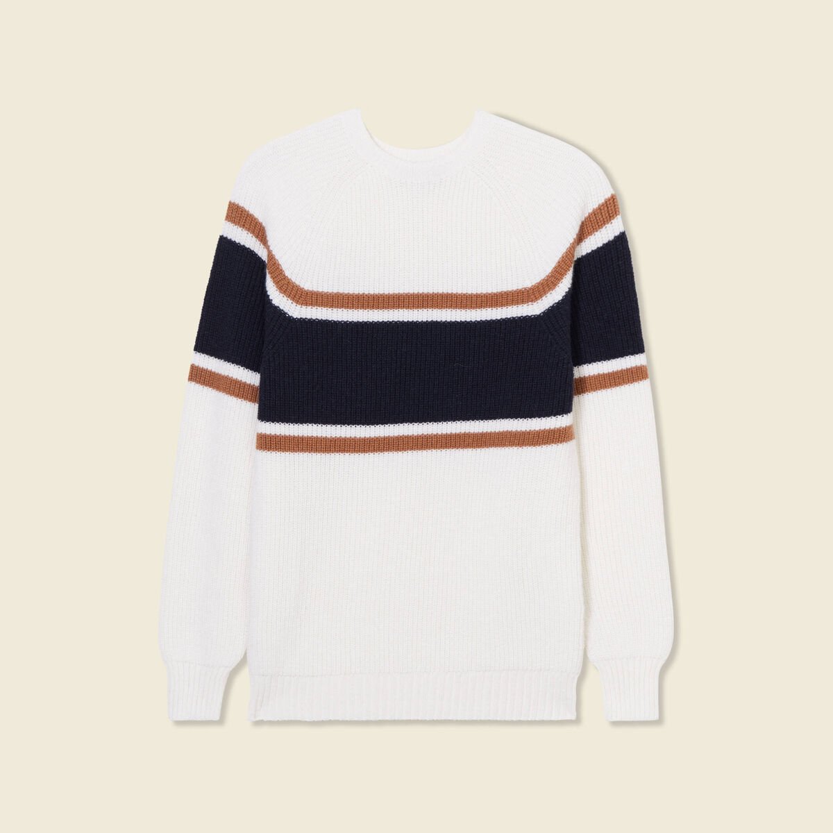 Pull manches longues fabriqué en France ecru homme