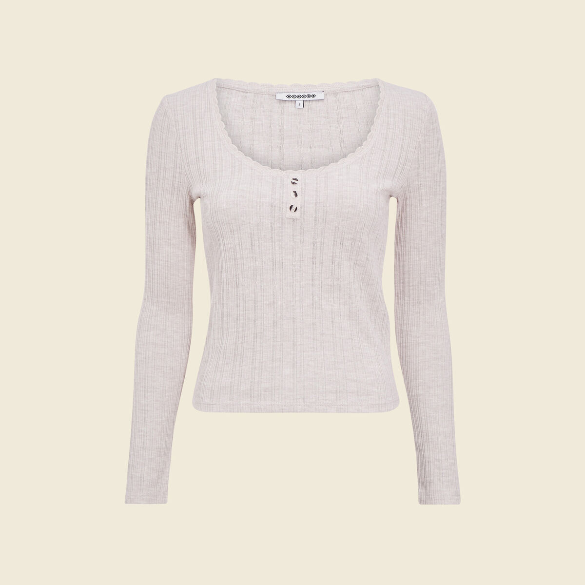 T-shirt à manches longues beige femme