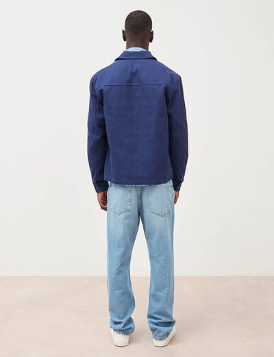 Surchemise droite en coton bleu fonc&eacute; homme