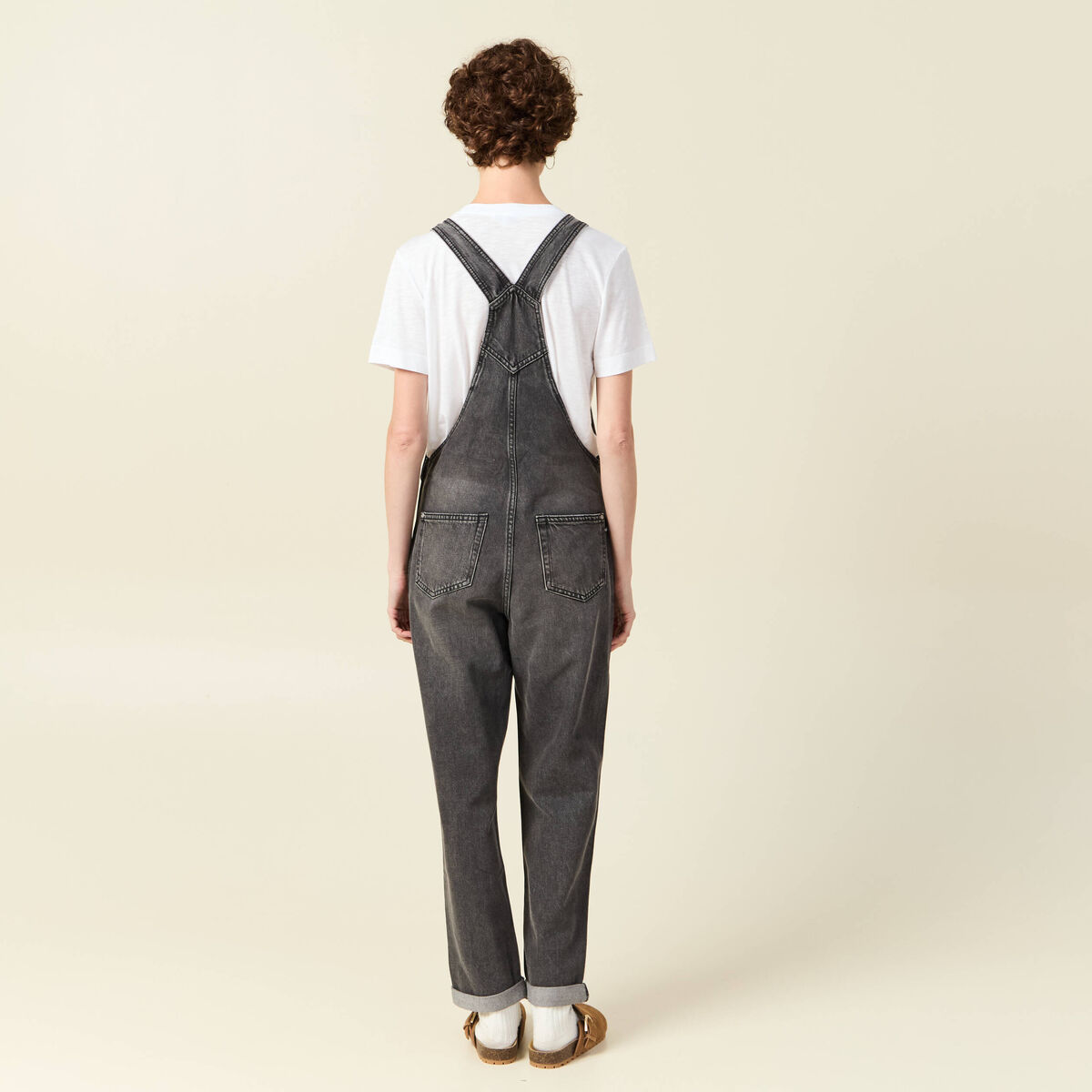 Salopette en jean denim gris femme