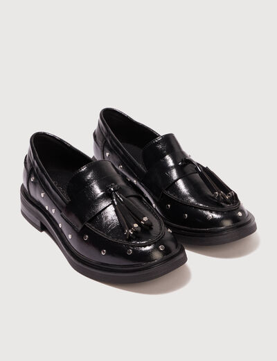 Mocassins avec d&eacute;tails clout&eacute;s noir femme
