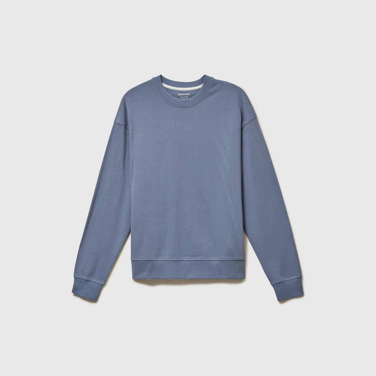 Sweat col rond manches longues en coton bleu gris homme
