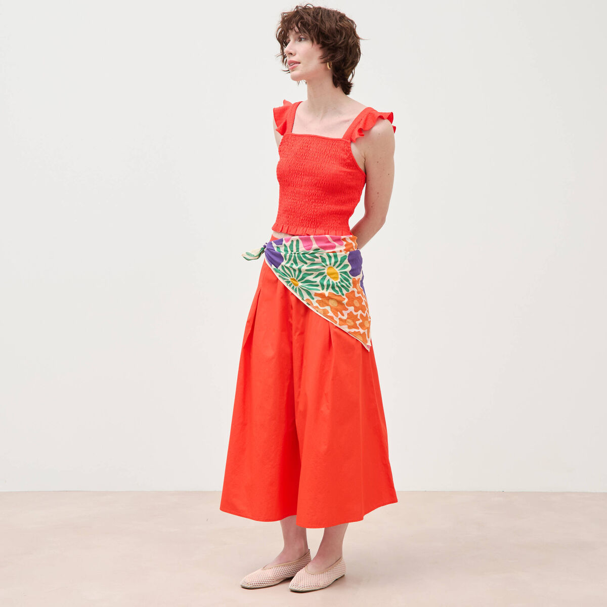 D&eacute;bardeur cintr&eacute; cropped d&eacute;collet&eacute; orange fonc&eacute; femme
