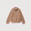 Sweat bouclette sherpa col montant taupe femme