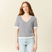 Pull manches courtes bleu foncé femme