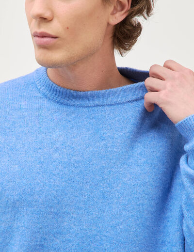Pull manches longues col rond bleu violet homme