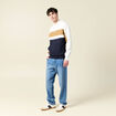 Sweat &agrave; capuche manches longues ecru homme