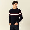 Pull manches longues fabriqué en France bleu marine homme
