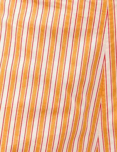 Pantalon large taille haute 3/4 en coton orange abricot femme