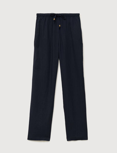 Pantalon standard fluide bleu marine femme