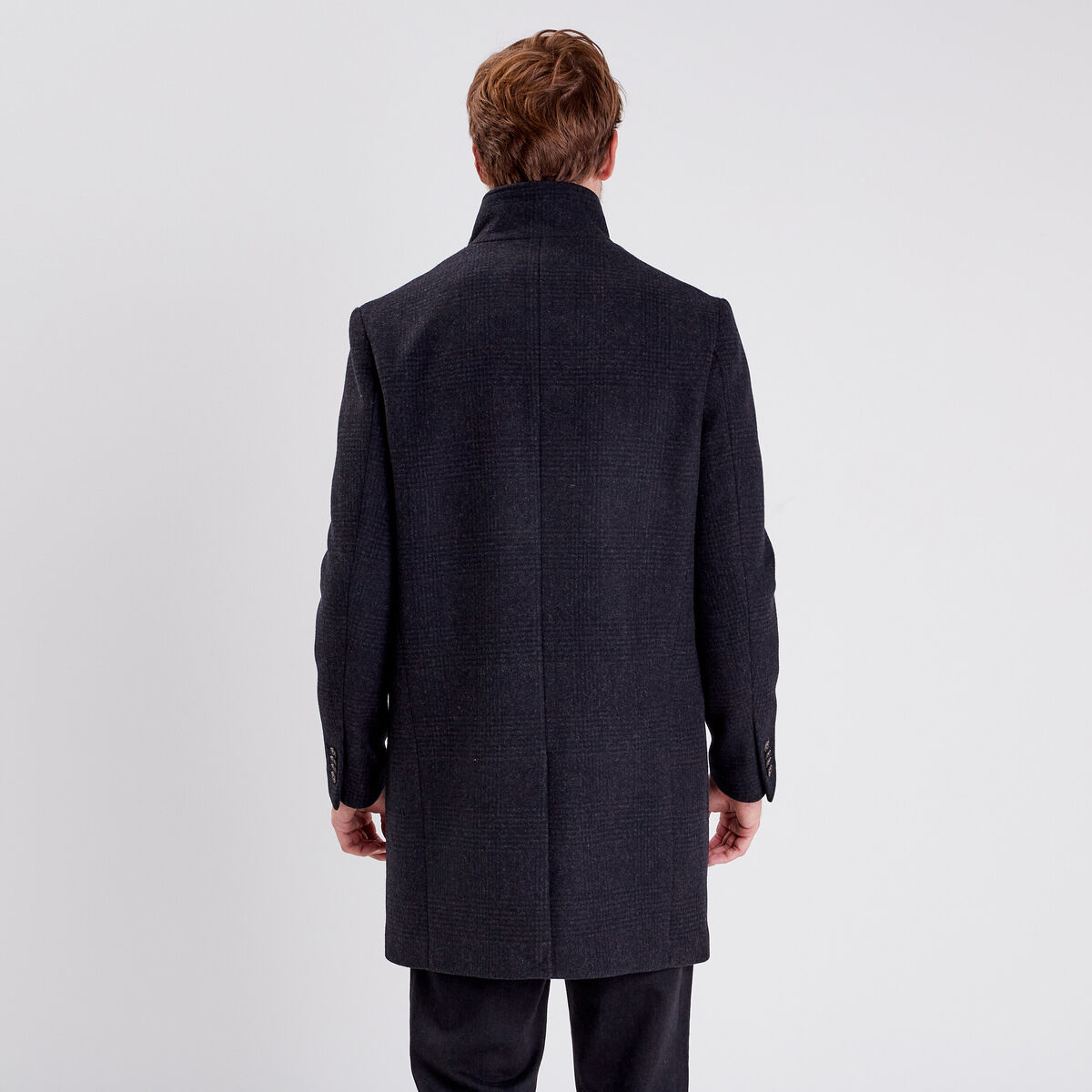 Pardessus droit boutonné gris foncé homme