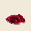 Chaussons mules fourrure rouge foncé femme