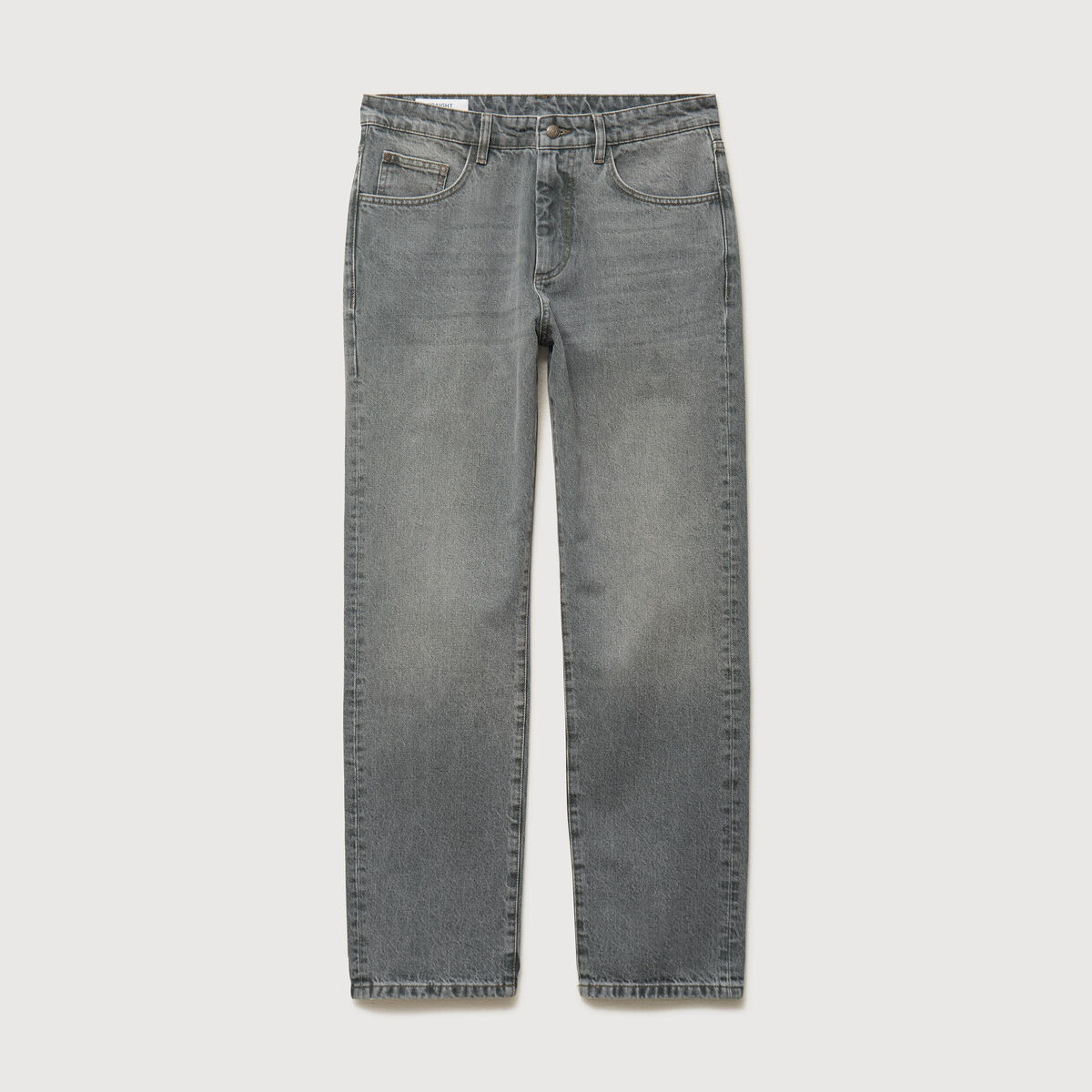 Jeans straight longueur 32 en coton denim gris homme