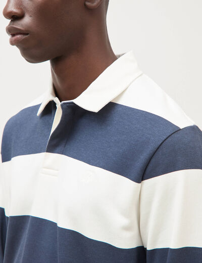 Polo manches longues broderie bleu marine homme
