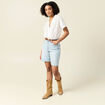 Bermuda droit en jean denim snow bleu femme