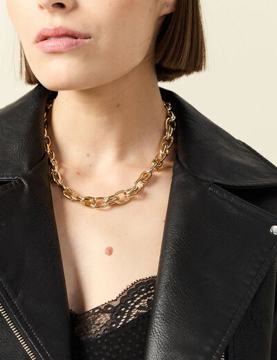 Collier avec cha&icirc;ne couleur or femme