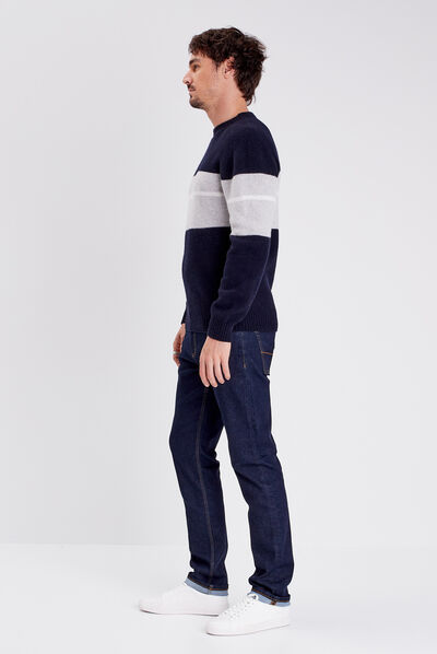 Pull manches longues bleu foncé homme