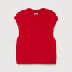 Pull droit sans manches col rond rouge femme