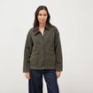 Parka oversize courte col classique vert kaki femme